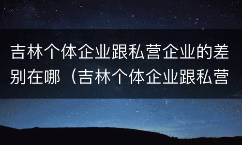 吉林个体企业跟私营企业的差别在哪（吉林个体企业跟私营企业的差别在哪里）