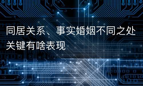 同居关系、事实婚姻不同之处关键有啥表现