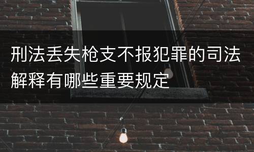 刑法丢失枪支不报犯罪的司法解释有哪些重要规定