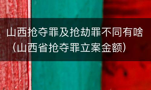 山西抢夺罪及抢劫罪不同有啥（山西省抢夺罪立案金额）
