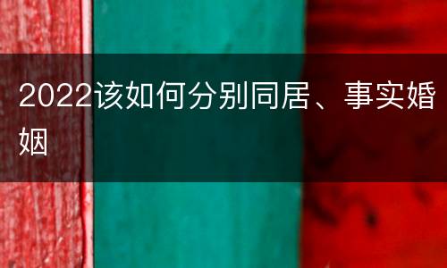 2022该如何分别同居、事实婚姻