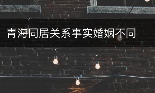 青海同居关系事实婚姻不同