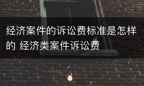 经济案件的诉讼费标准是怎样的 经济类案件诉讼费
