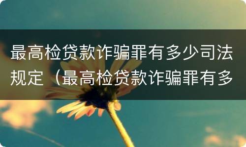 最高检贷款诈骗罪有多少司法规定（最高检贷款诈骗罪有多少司法规定）