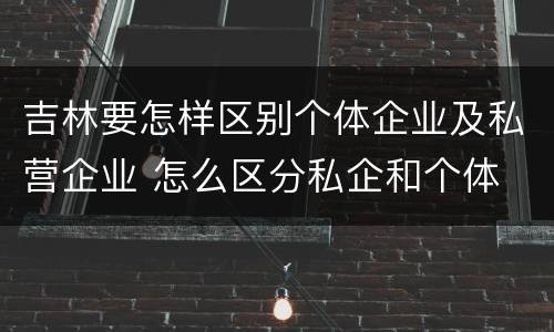 吉林要怎样区别个体企业及私营企业 怎么区分私企和个体