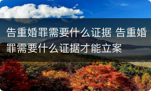 告重婚罪需要什么证据 告重婚罪需要什么证据才能立案