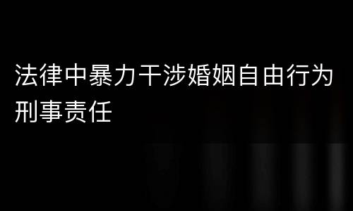 法律中暴力干涉婚姻自由行为刑事责任