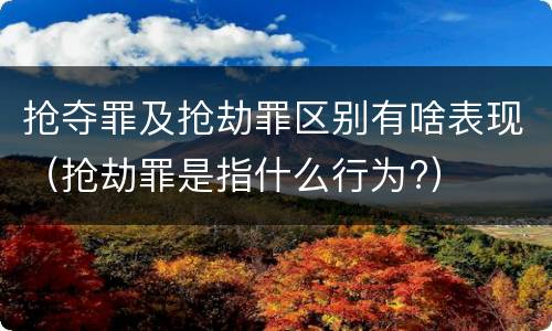 抢夺罪及抢劫罪区别有啥表现（抢劫罪是指什么行为?）
