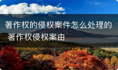 著作权的侵权案件怎么处理的 著作权侵权案由