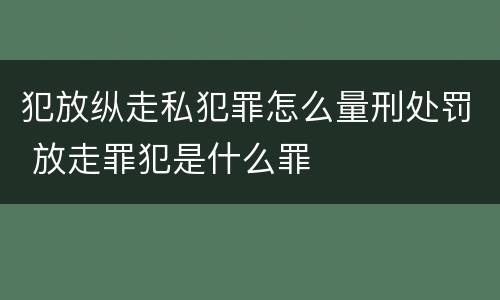 犯放纵走私犯罪怎么量刑处罚 放走罪犯是什么罪