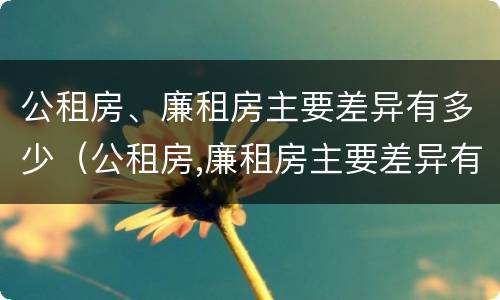 公租房、廉租房主要差异有多少（公租房,廉租房主要差异有多少种）