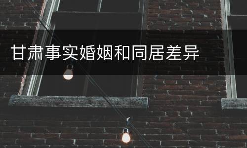 甘肃事实婚姻和同居差异