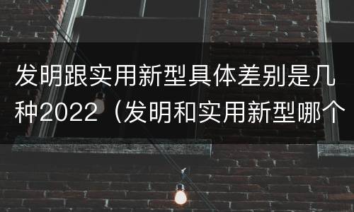 发明跟实用新型具体差别是几种2022（发明和实用新型哪个好）