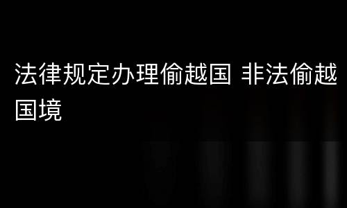 法律规定办理偷越国 非法偷越国境