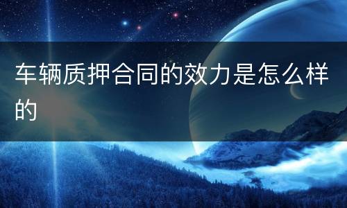 车辆质押合同的效力是怎么样的