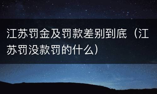 江苏罚金及罚款差别到底（江苏罚没款罚的什么）