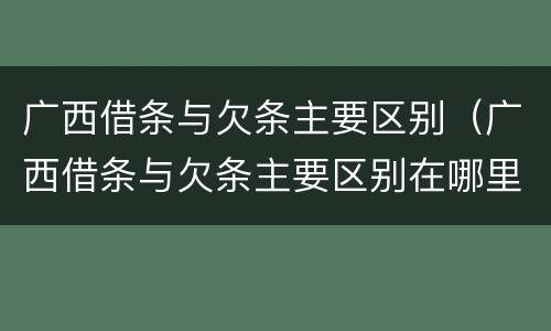 广西借条与欠条主要区别（广西借条与欠条主要区别在哪里）