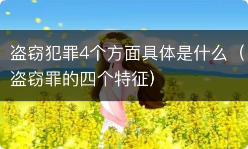 盗窃犯罪4个方面具体是什么（盗窃罪的四个特征）
