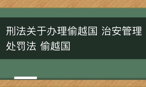 刑法关于办理偷越国 治安管理处罚法 偷越国