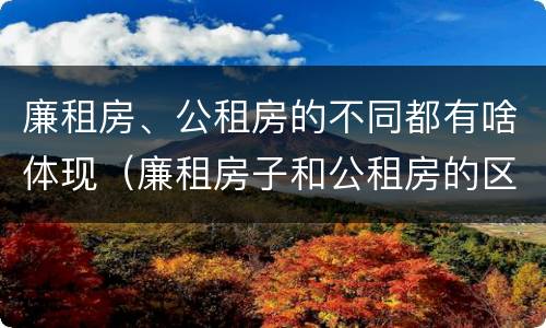 廉租房、公租房的不同都有啥体现（廉租房子和公租房的区别）