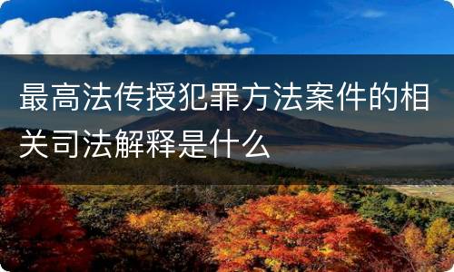 最高法传授犯罪方法案件的相关司法解释是什么