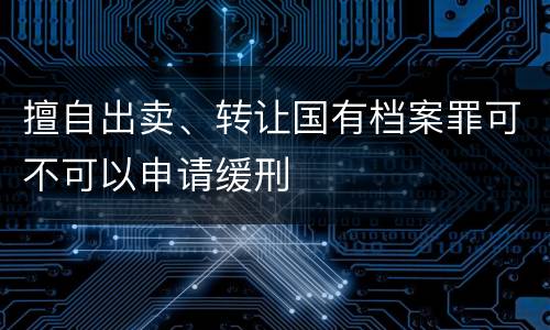 擅自出卖、转让国有档案罪可不可以申请缓刑