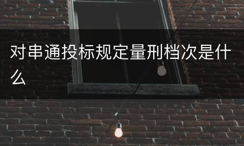 对串通投标规定量刑档次是什么