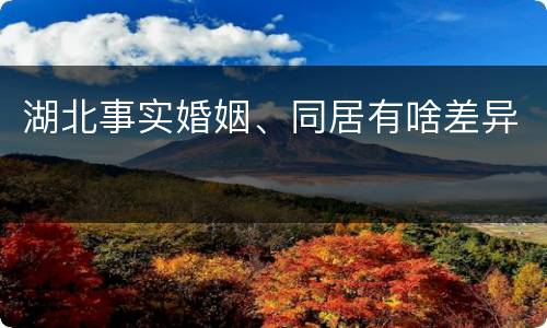 湖北事实婚姻、同居有啥差异