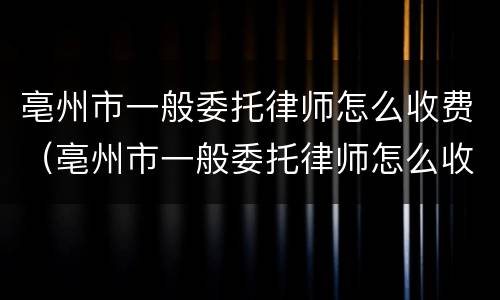亳州市一般委托律师怎么收费（亳州市一般委托律师怎么收费的）