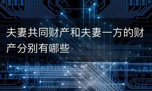夫妻共同财产和夫妻一方的财产分别有哪些