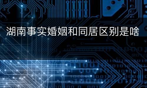 湖南事实婚姻和同居区别是啥