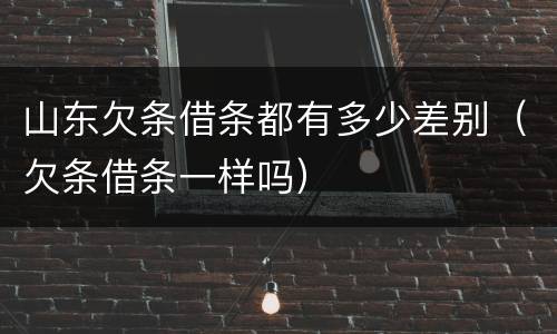山东欠条借条都有多少差别（欠条借条一样吗）