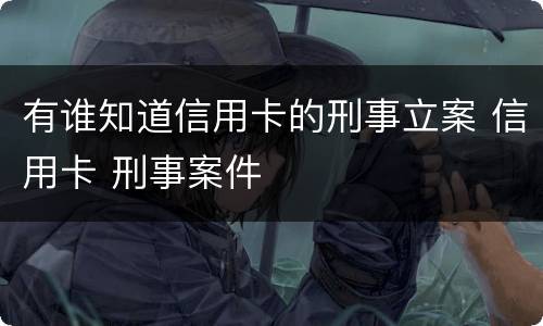 有谁知道信用卡的刑事立案 信用卡 刑事案件