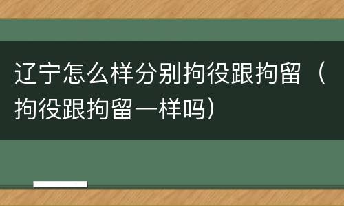 辽宁怎么样分别拘役跟拘留（拘役跟拘留一样吗）