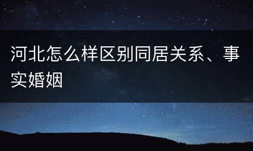 河北怎么样区别同居关系、事实婚姻