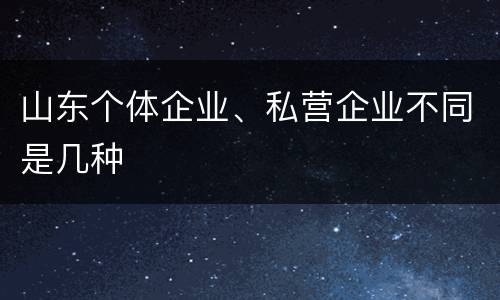 山东个体企业、私营企业不同是几种