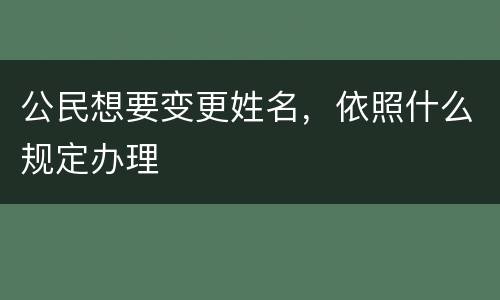 公民想要变更姓名，依照什么规定办理