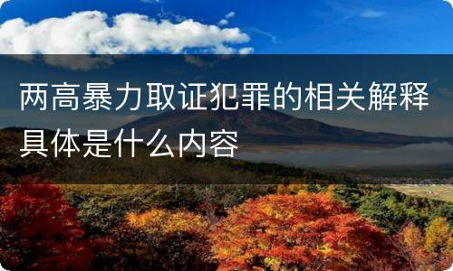 两高暴力取证犯罪的相关解释具体是什么内容