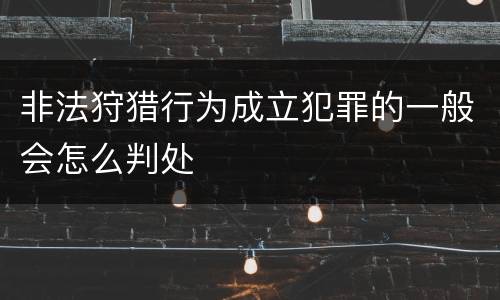 非法狩猎行为成立犯罪的一般会怎么判处