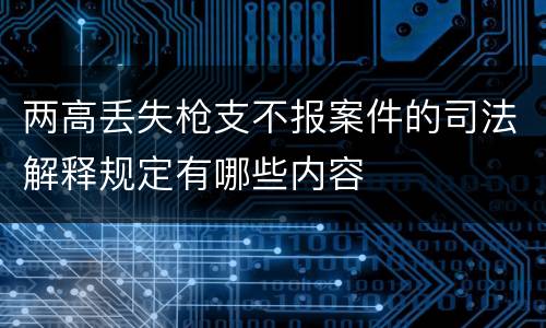 两高丢失枪支不报案件的司法解释规定有哪些内容