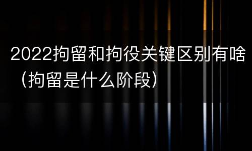 2022拘留和拘役关键区别有啥（拘留是什么阶段）