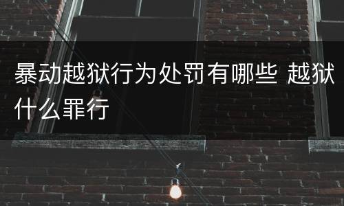 暴动越狱行为处罚有哪些 越狱什么罪行