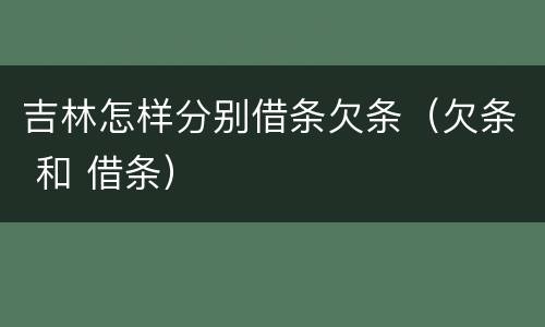 吉林怎样分别借条欠条（欠条 和 借条）