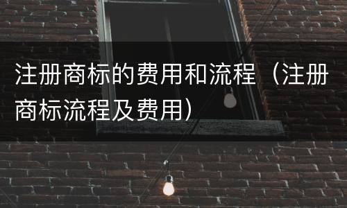 注册商标的费用和流程（注册商标流程及费用）