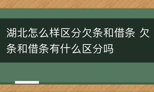湖北怎么样区分欠条和借条 欠条和借条有什么区分吗