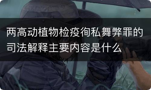两高动植物检疫徇私舞弊罪的司法解释主要内容是什么