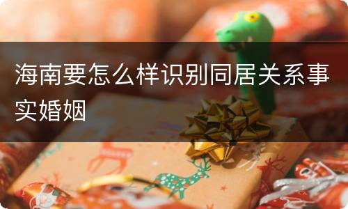 海南要怎么样识别同居关系事实婚姻