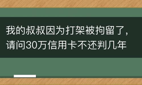 我的叔叔因为打架被拘留了，请问30万信用卡不还判几年