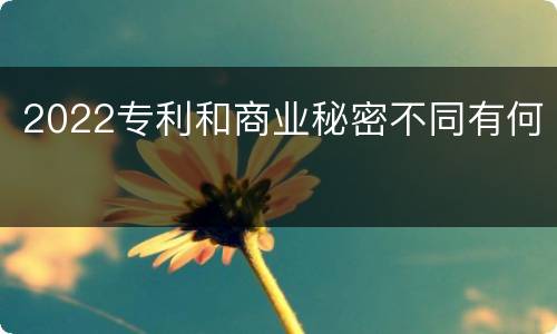 2022专利和商业秘密不同有何
