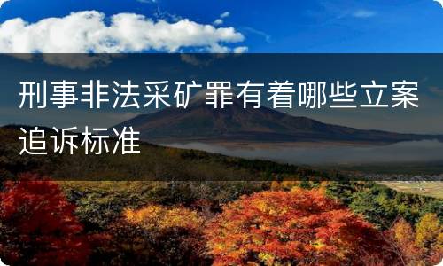 刑事非法采矿罪有着哪些立案追诉标准